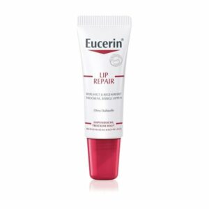 Eucerin Lip Repair Tube zur Beruhigung und Regeneration trockener, rissiger Lippen, ohne Duftstoffe.