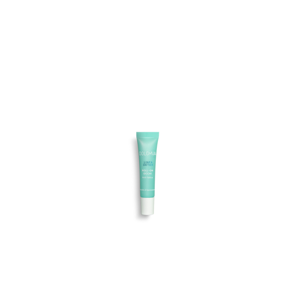 dolomia-linfa-detox-augen-roll-on.png Röhrchen mit Augen-Roll-On von Dolomia in mintgrüner Farbe, mit Anti-Ermüdungswirkung.